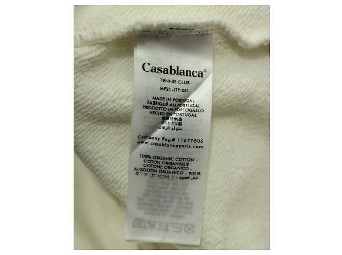 Casablanca Reverse Loopback Logo-Print Sweatshirt in White Cream Organic Cotton - view 4