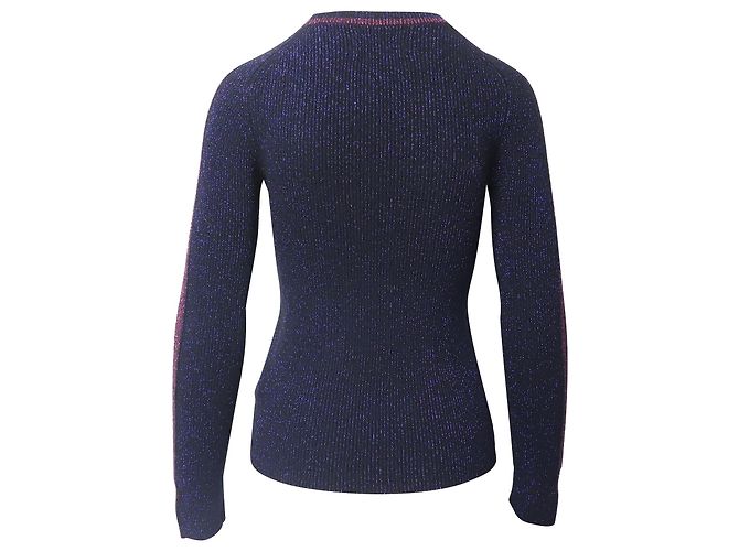 Ba&Sh Pull Scintillant en Polyester Bleu Nuit - vue 2