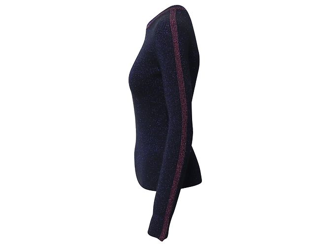 Ba&Sh Pull Scintillant en Polyester Bleu Nuit - vue 3