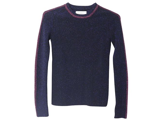 Ba&Sh Pull Scintillant en Polyester Bleu Nuit - vue 5