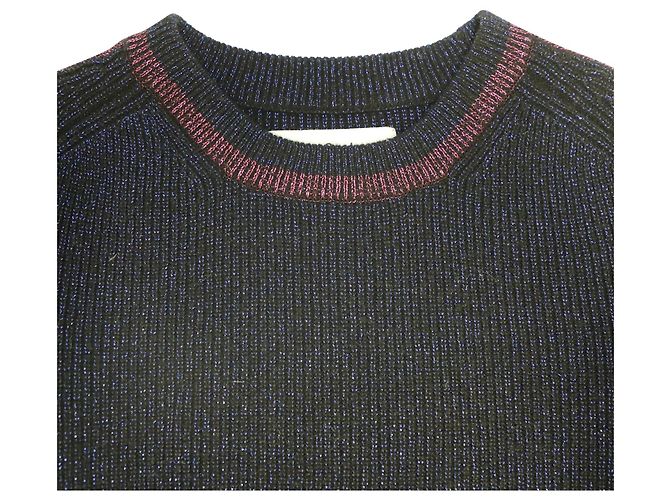 Ba&Sh Pull Scintillant en Polyester Bleu Nuit - vue 6