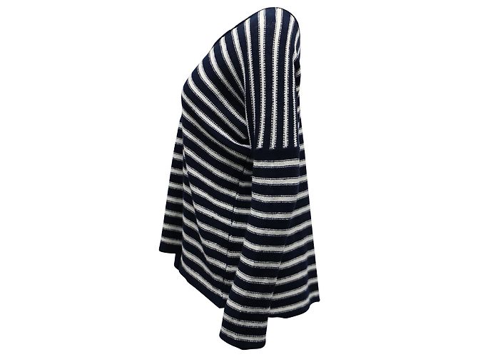 Vince Gestreifter Pullover aus marineblauem Leinen - Ansicht 2