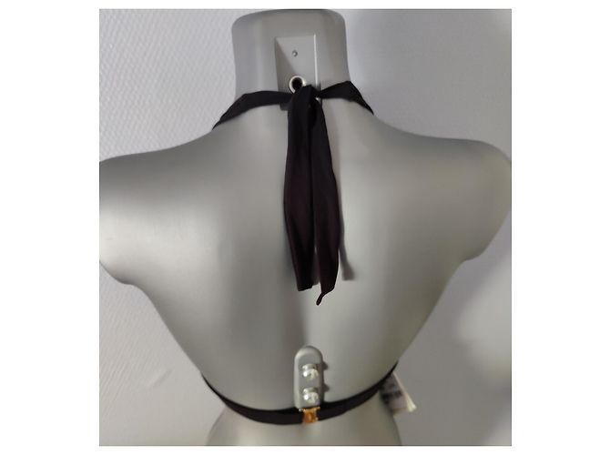 Top de bikini triángulo La Perla Negro Irisado - vista 3