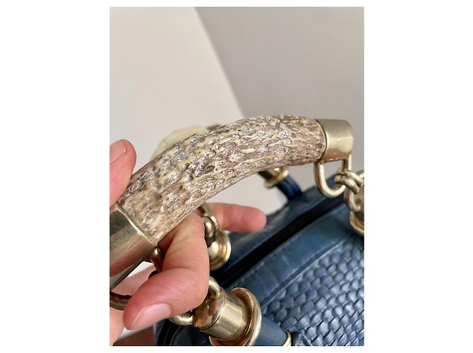 Autre Marque Borsa a mano Perez Sanz Gwen blu in pelle - vista 10