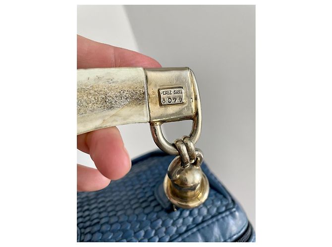 Autre Marque Borsa a mano Perez Sanz Gwen blu in pelle - vista 11