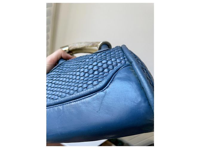 Autre Marque Borsa a mano Perez Sanz Gwen blu in pelle - vista 6