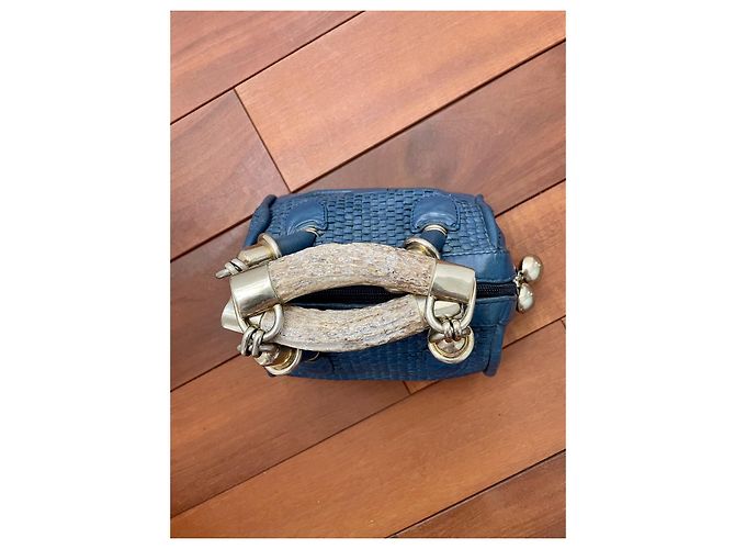 Autre Marque Borsa a mano Perez Sanz Gwen blu in pelle - vista 7