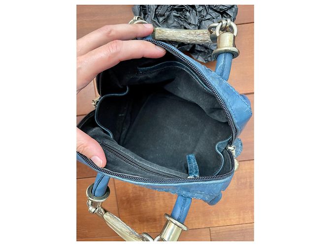 Autre Marque Borsa a mano Perez Sanz Gwen blu in pelle - vista 8