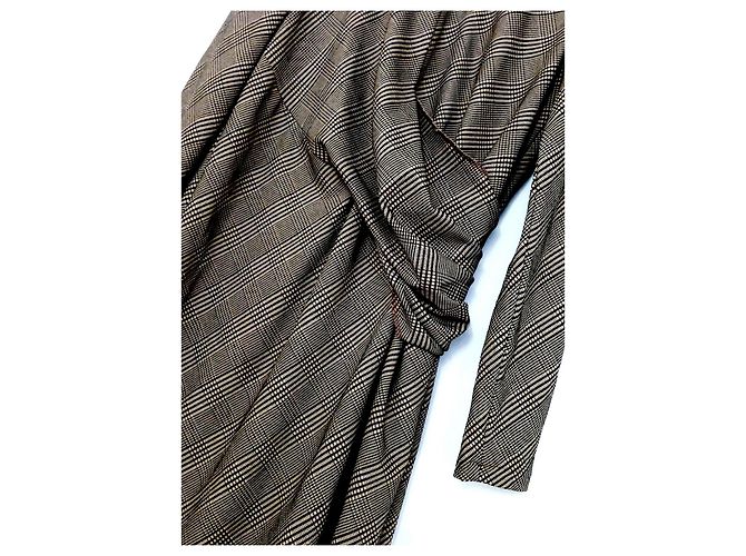 Autre Marque Silo10 Kariertes gerafftes Seitenkleid Braun - Ansicht 2
