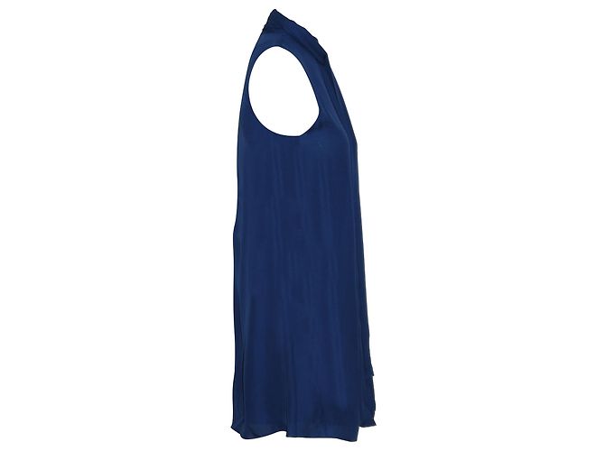 Alice + Olivia Cassidy – Minikleid mit Bindeausschnitt aus blauer Seide - Ansicht 2