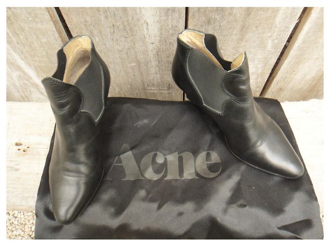Botas Acne de piel negras 37 Negro - vista 3