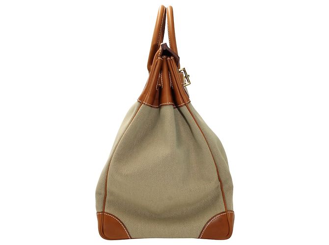 Hermès Hermes Birkin HAC Bandiera 50 Borsa tote in tela marrone e blu Multicolore - vista 5
