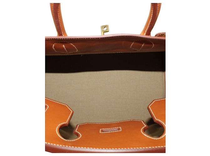 Hermès Hermes Birkin HAC Bandiera 50 Borsa tote in tela marrone e blu Multicolore - vista 8
