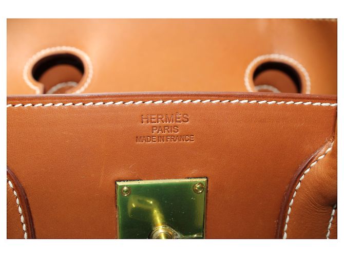 Hermès Hermes Birkin HAC Bandiera 50 Borsa tote in tela marrone e blu Multicolore - vista 9