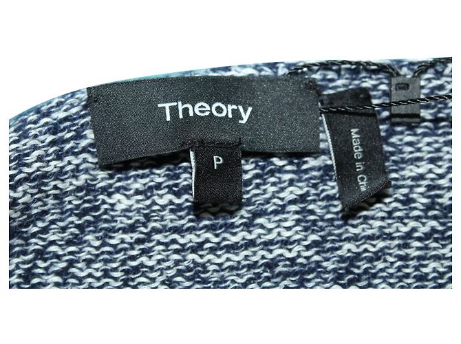 Pull Theory en maille de lin bleu marine - vue 4
