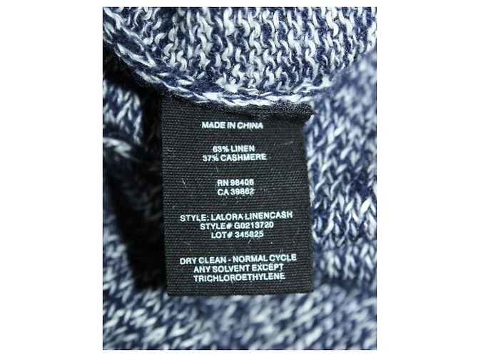 Pull Theory en maille de lin bleu marine - vue 5
