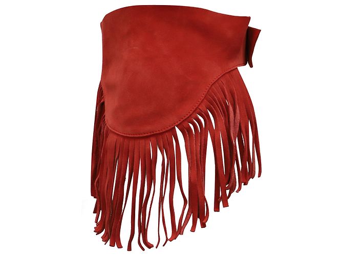 Jacquemus Fransengürtel aus rotem Wildleder - Ansicht 2