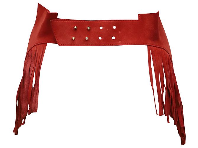 Jacquemus Fransengürtel aus rotem Wildleder - Ansicht 3