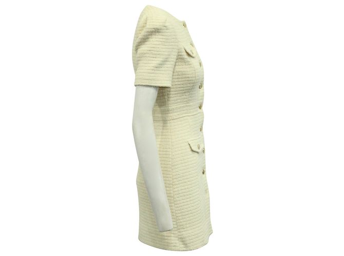 Maje Rillio Bouclé-Tweed-Kleid aus ecrufarbener Baumwolle - Ansicht 2