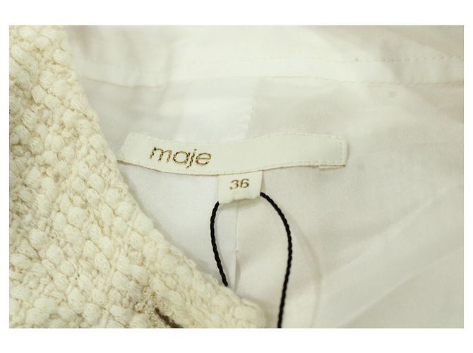 Maje Rillio Bouclé-Tweed-Kleid aus ecrufarbener Baumwolle - Ansicht 4