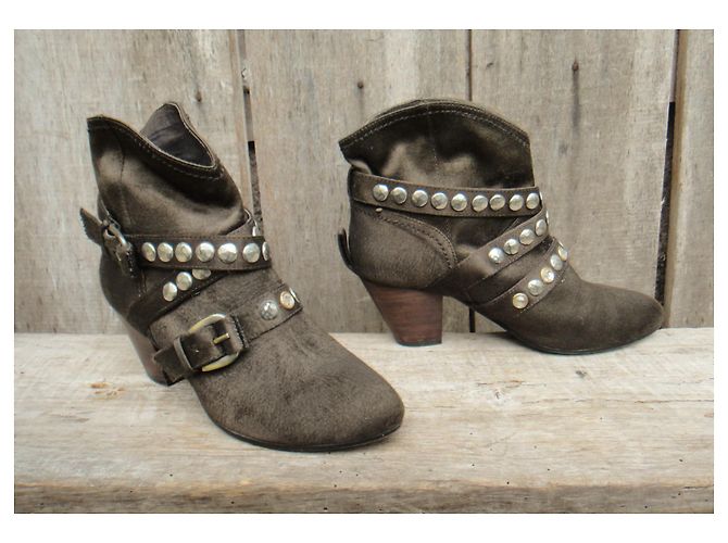 Botas Western Ash Marrón Oscuro Cuero y Textil 37 - vista 2
