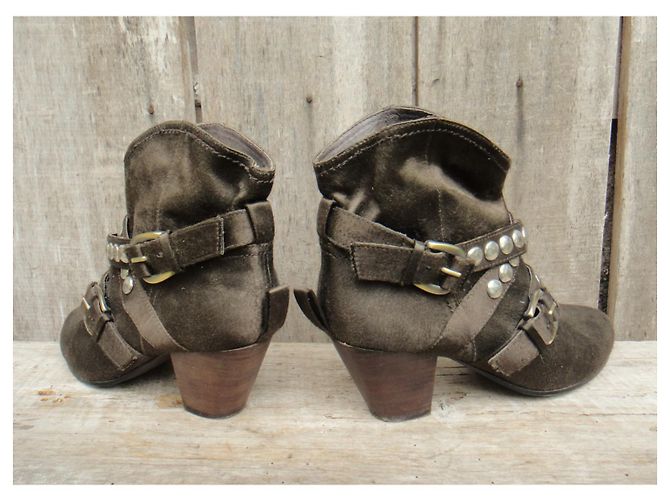 Botas Western Ash Marrón Oscuro Cuero y Textil 37 - vista 4