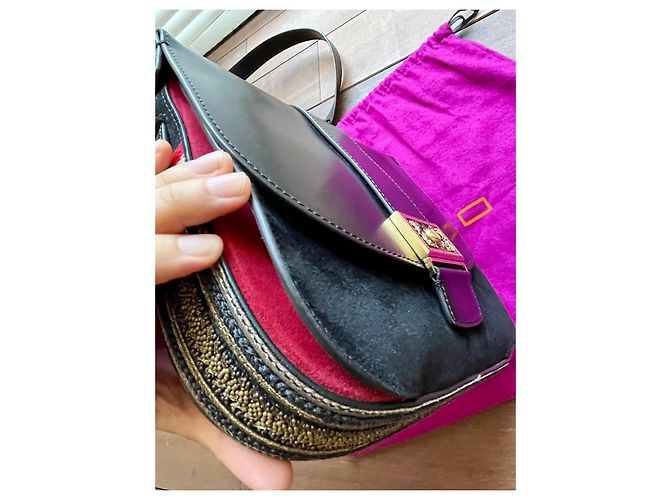 Borsa Etro in pelle di vitello nera e camoscio Nero - vista 7