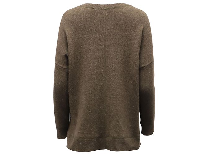 Vince Pullover mit geripptem Kragen aus brauner Wolle - Ansicht 3