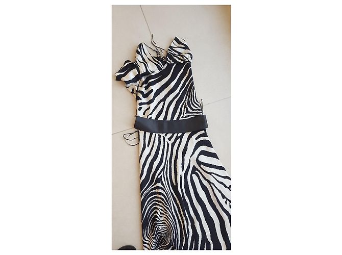 Autre Marque Abito lungo e scollato sulla schiena Stampa zebra - vista 8
