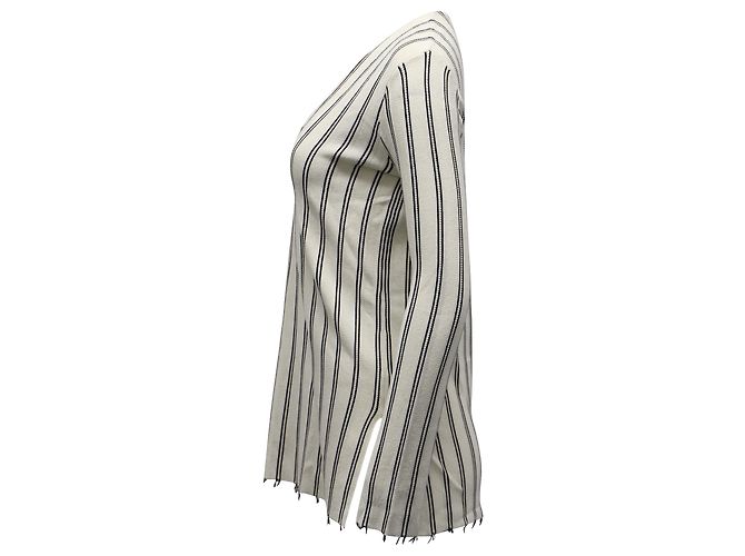 BLUSA DE RAYAS CON CUELLO EN V DE THEORY Blanco Crudo - vista 2