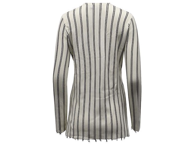 BLUSA DE RAYAS CON CUELLO EN V DE THEORY Blanco Crudo - vista 3