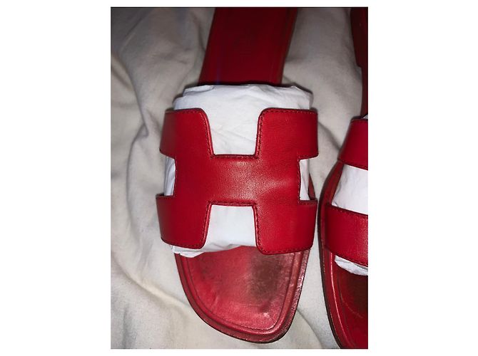 Hermès Oran Hermes Pantoletten Größe 38,5 Rot - Ansicht 4