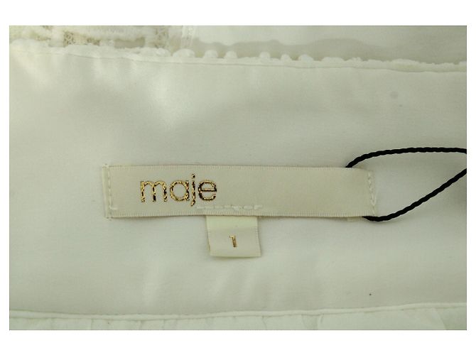 Maje Spitzen-Maxirock aus cremefarbenem Polyester - Ansicht 4