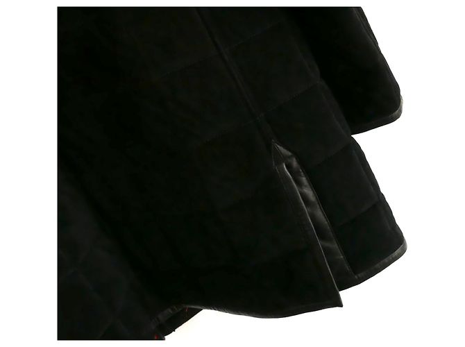 Zilli Fox Cappotto trapuntato in camoscio nero foderato in seta - vista 3
