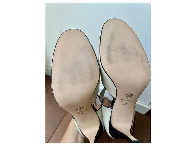 Décolleté Peep-toe Valentino in pelle nero e greggio 39 Bianco Crudo Bianco sporco - vista 7