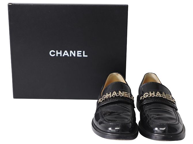 Mocassini con logo Chanel in pelle verniciata nera Nero - vista 8