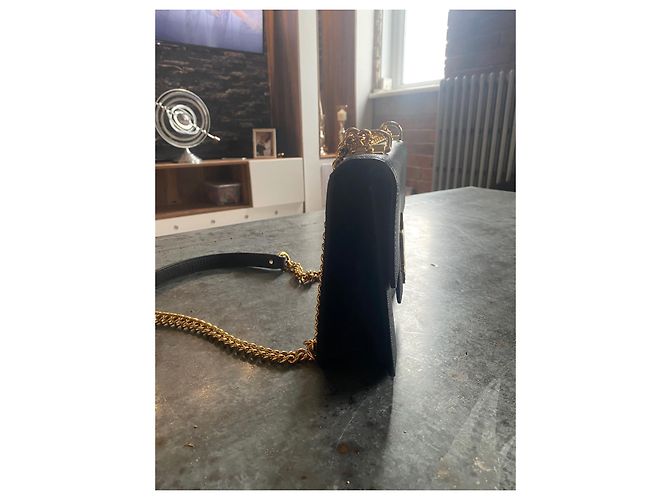 Alexander Mcqueen Borsa Amq insignia a tracolla in pelle con catena nera Nero - vista 4