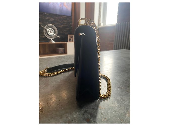 Alexander Mcqueen Borsa Amq insignia a tracolla in pelle con catena nera Nero - vista 6