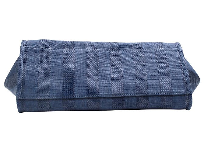 Borsa tote Chanel Deauville in denim di cotone blu - vista 5