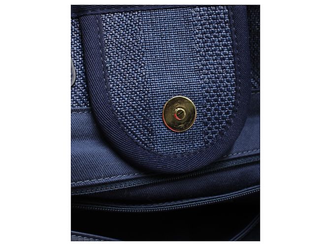 Borsa tote Chanel Deauville in denim di cotone blu - vista 7