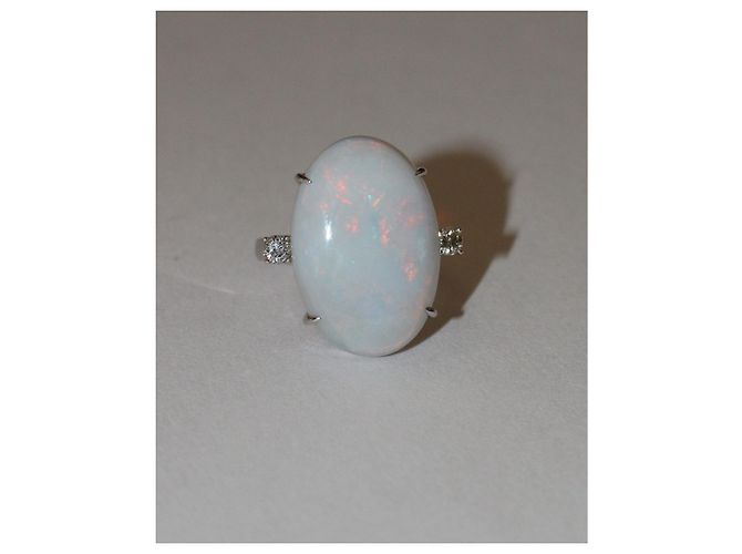 Autre Marque Anello Branar in oro bianco 18K con opale bianco e diamanti Multicolore - vista 10