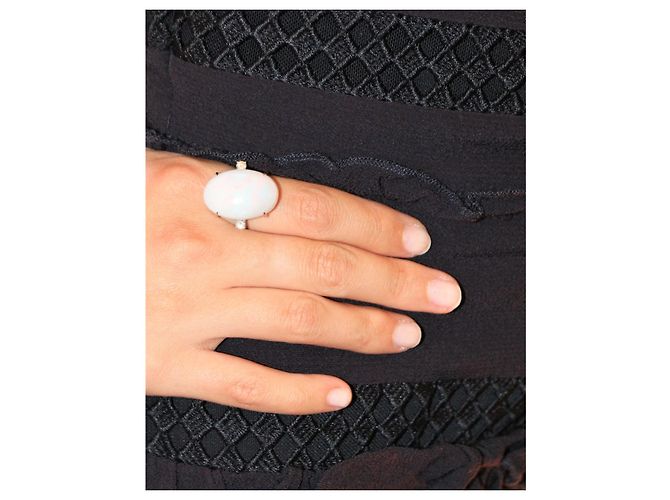 Autre Marque Anello Branar in oro bianco 18K con opale bianco e diamanti Multicolore - vista 2