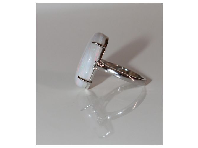 Autre Marque Anello Branar in oro bianco 18K con opale bianco e diamanti Multicolore - vista 4