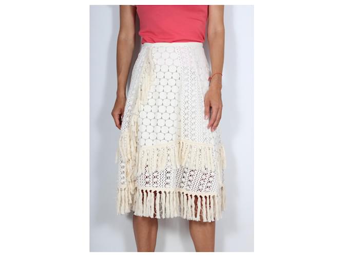 See by Chloé Falda See by Chloe con flecos Crema - vista 2