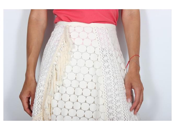 See by Chloé Falda See by Chloe con flecos Crema - vista 3