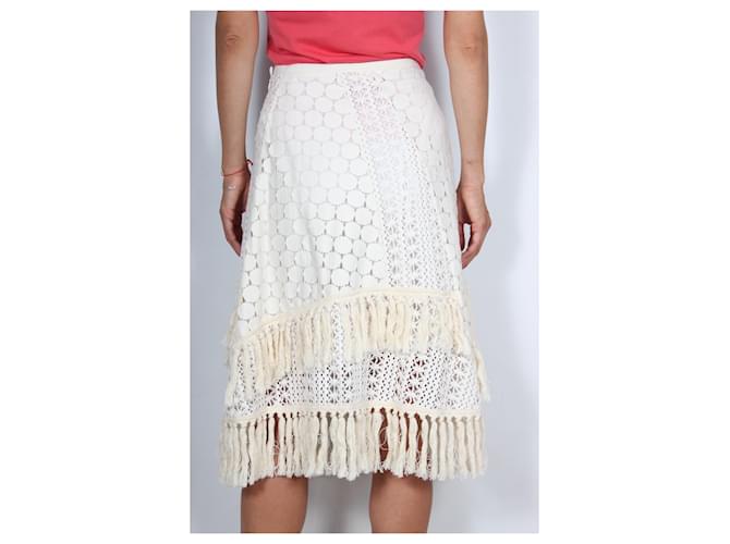 See by Chloé Falda See by Chloe con flecos Crema - vista 4