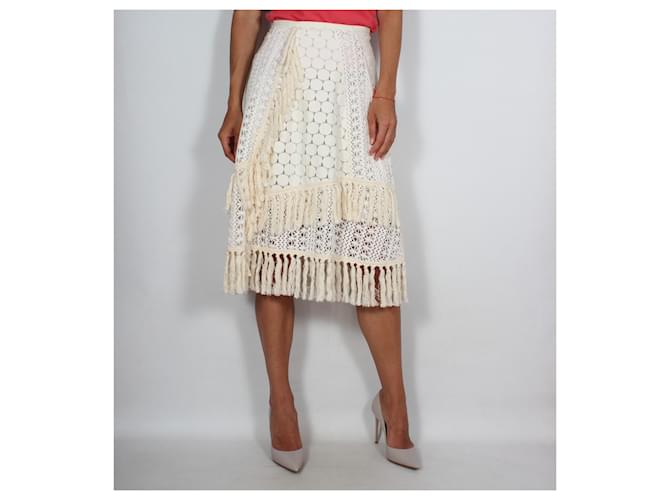 See by Chloé Falda See by Chloe con flecos Crema - vista 6