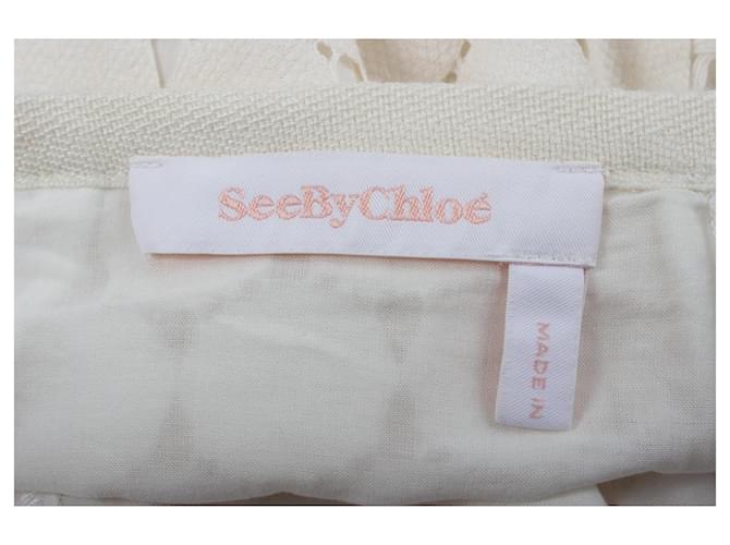 See by Chloé Falda See by Chloe con flecos Crema - vista 7
