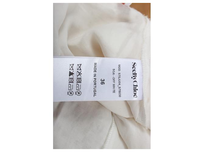 See by Chloé Falda See by Chloe con flecos Crema - vista 8