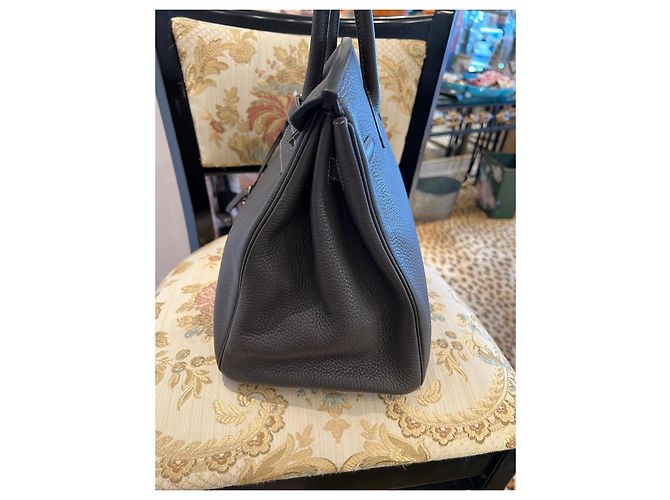 Birkin Borsa Hermès in pelle nera Nero - vista 2